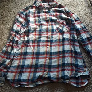 White, blue, yellow and red flannel junior's shirt